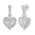 1/20 Ctw Heart Shape Round Cut Diamond Earrings in Sterling Silver
