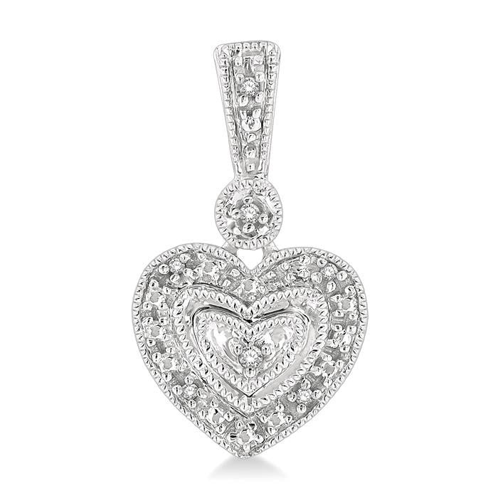 1/20 Ctw Heart Shape Round Cut Diamond Earrings in Sterling Silver