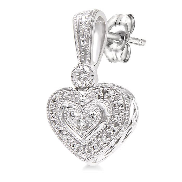 Heart Shape Silver Diamond Fashion Earrings