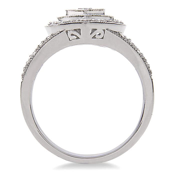 Silver Heart Shape Diamond Fashion Ring