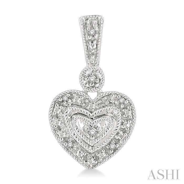 1/20 Ctw Heart Shape Round Cut Diamond Earrings in Sterling Silver