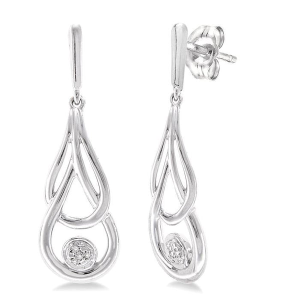 1/50 Ctw Round Cut Diamond Fashion Earrings in Sterling Silver