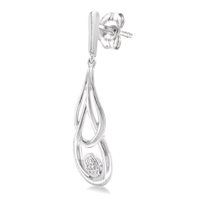 1/50 Ctw Round Cut Diamond Fashion Earrings in Sterling Silver
