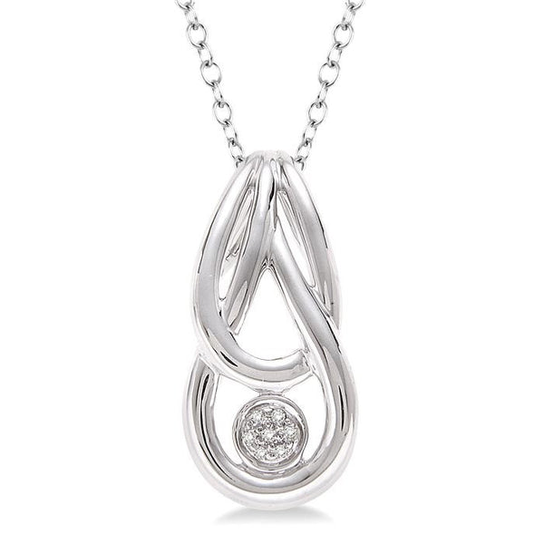 1/50 Ctw Round Cut Diamond Fashion Pendant in Sterling Silver with Chain