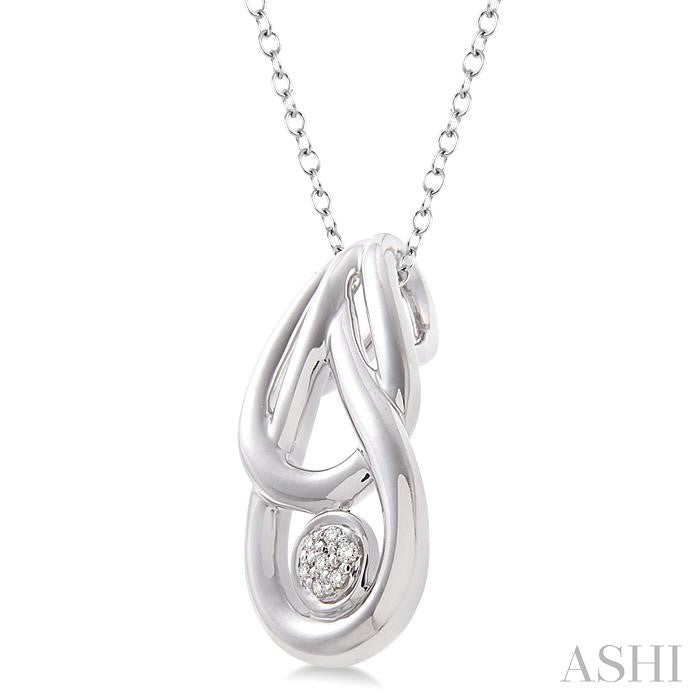 1/50 Ctw Round Cut Diamond Fashion Pendant in Sterling Silver with Chain