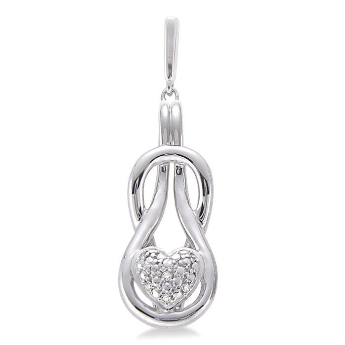 1/50 Ctw Heart Shape Round Cut Diamond Fashion Earrings in Sterling Silver