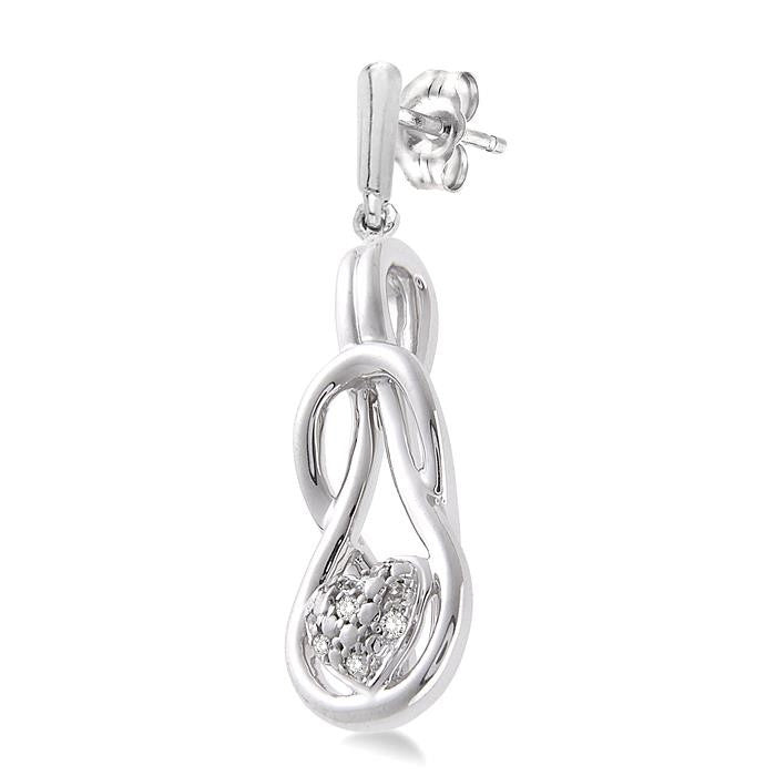 1/50 Ctw Heart Shape Round Cut Diamond Fashion Earrings in Sterling Silver