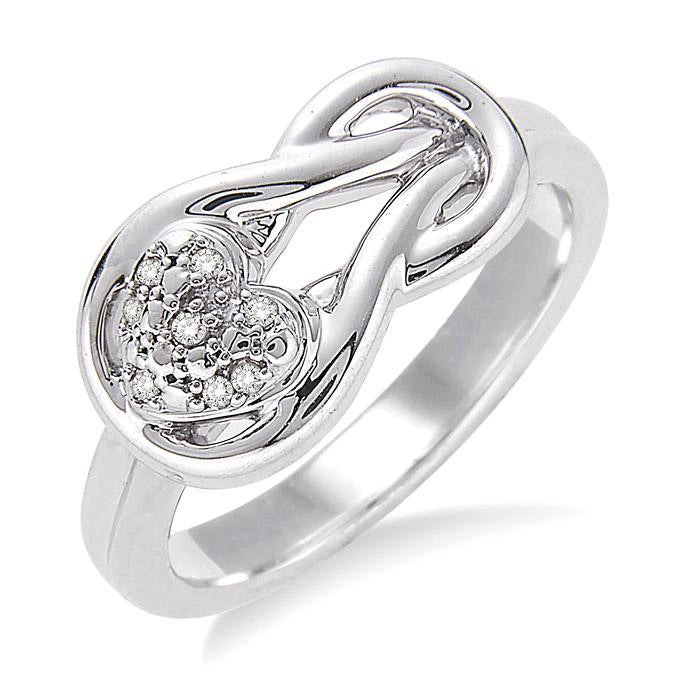 Silver Heart Shape Diamond Fashion Ring