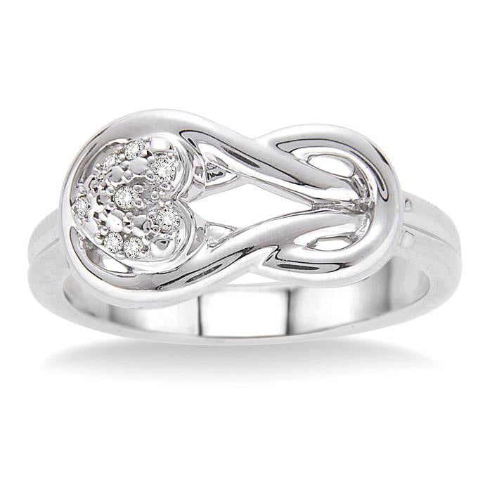 Silver Heart Shape Diamond Fashion Ring