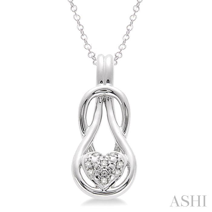 1/50 Ctw Heart Shape Round Cut Diamond Fashion Pendant in Sterling Silver with Chain