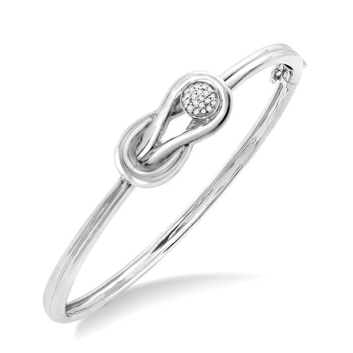 1/20 Ctw Round Cut Diamond Fashion Bangle in Sterling Silver