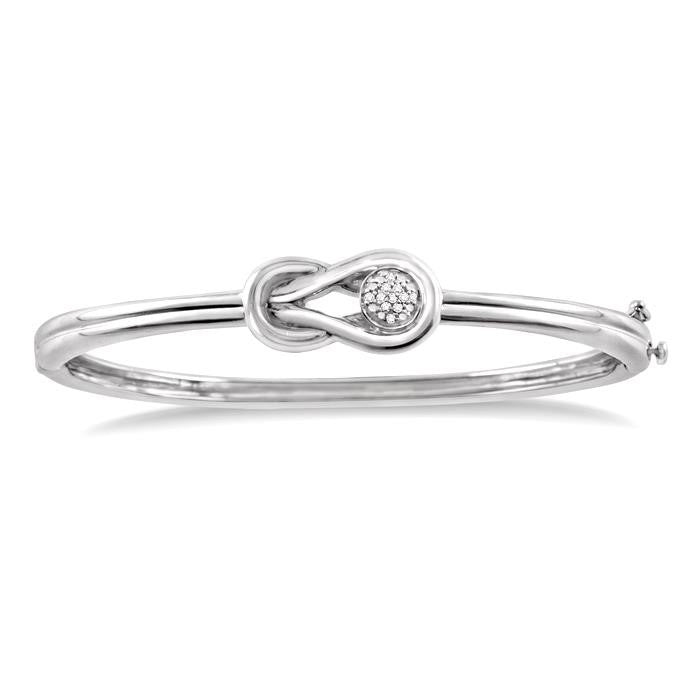 1/20 Ctw Round Cut Diamond Fashion Bangle in Sterling Silver