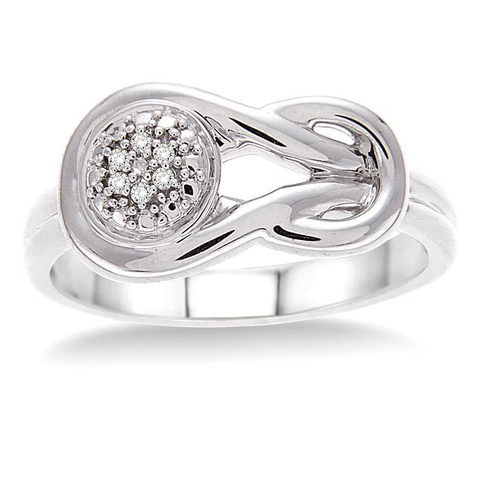 Silver Round Shape Diamond Ring