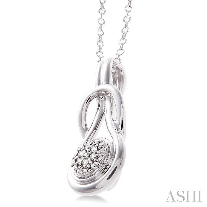 1/50 Ctw Round Cut Diamond Fashion Pendant in Sterling Silver with Chain