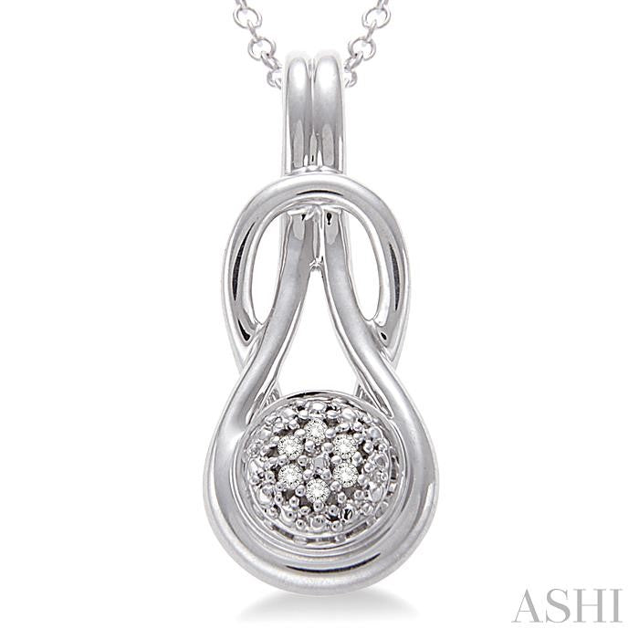 1/50 Ctw Round Cut Diamond Fashion Pendant in Sterling Silver with Chain
