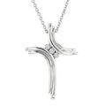 1/10 Ctw Round Cut Diamond Cross Pendant in Sterling Silver with Chain