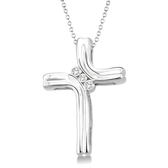 Kalliope Étoile Silver Cross Diamond Fashion Pendant