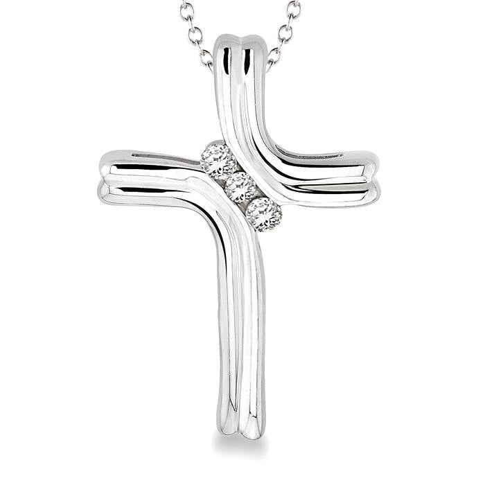 Kalliope Étoile Silver Cross Diamond Fashion Pendant