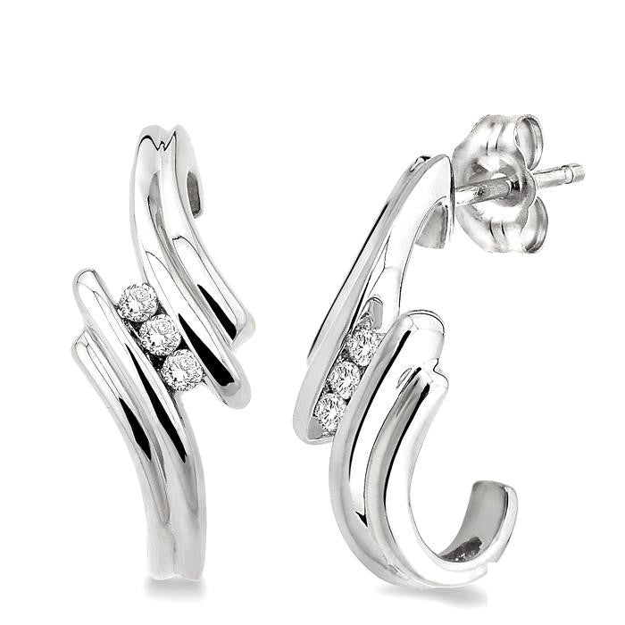 1/10 Ctw Round Cut Diamond Earrings in Sterling Silver