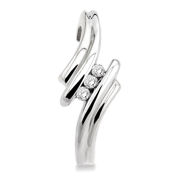 3 Stone Silver Diamond Fashion Earrings