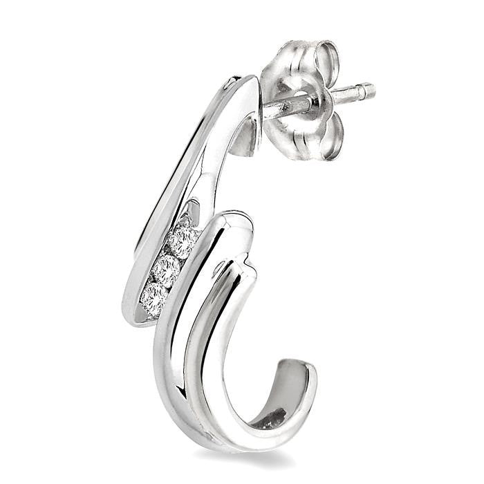 1/10 Ctw Round Cut Diamond Earrings in Sterling Silver