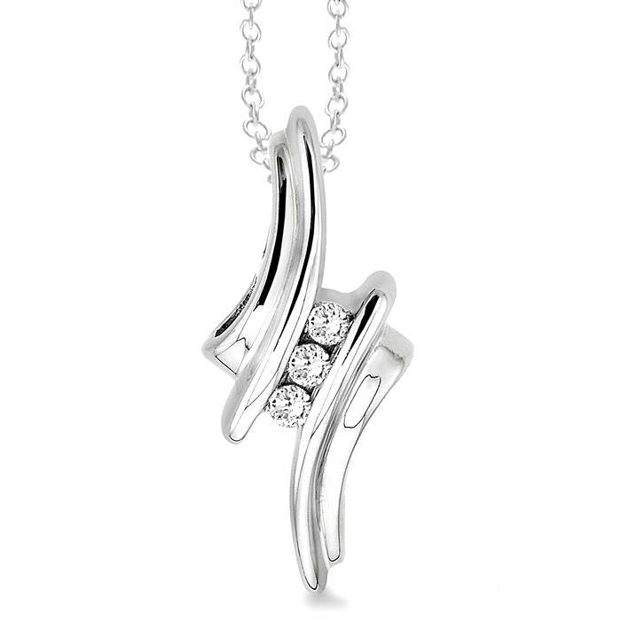 Silver 3 Stone Diamond Fashion Pendant