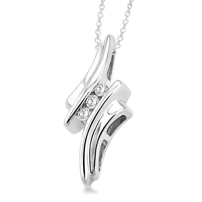 Silver 3 Stone Diamond Fashion Pendant