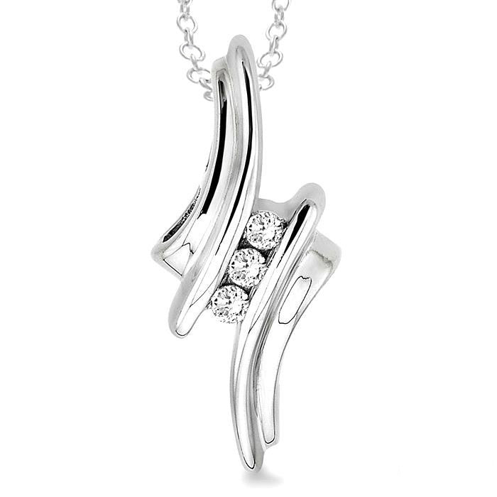 Silver 3 Stone Diamond Fashion Pendant