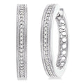 Silver Hoop Diamond Earrings