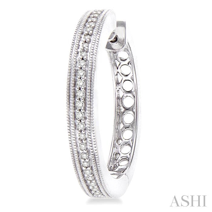 1/4 Ctw Round Cut Diamond Hoop Earrings in Sterling Silver