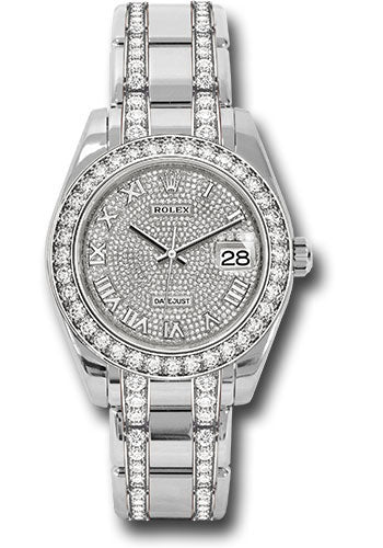 *Pre-Owned* Rolex White Gold Oyster Perpetual Pearlmaster 39 Watch - Diamond Bezel - Diamond Paved Roman Dial - Diamond Bracelet