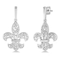1/20 Ctw Round Cut Diamond Fleur De Lis Earrings in Sterling Silver