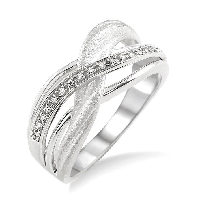 1/20 Ctw Round Cut Diamond Swirl Fashion Ring in Sterling Silver