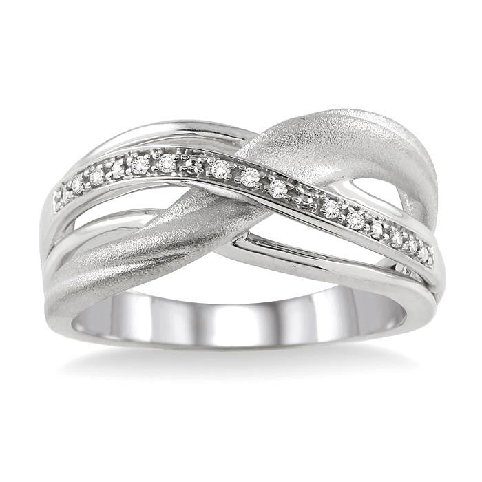 1/20 Ctw Round Cut Diamond Swirl Fashion Ring in Sterling Silver