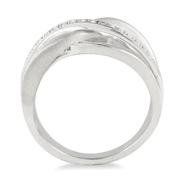 1/20 Ctw Round Cut Diamond Swirl Fashion Ring in Sterling Silver