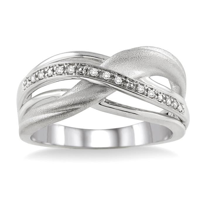 Silver Swirl Diamond Fashion Ring