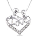 Silver Heart Shape Mom & Child Diamond Fashion Pendant