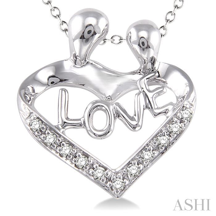 1/20 Ctw Round Cut Diamond Child & Mom Pendant in Sterling Silver with Chain