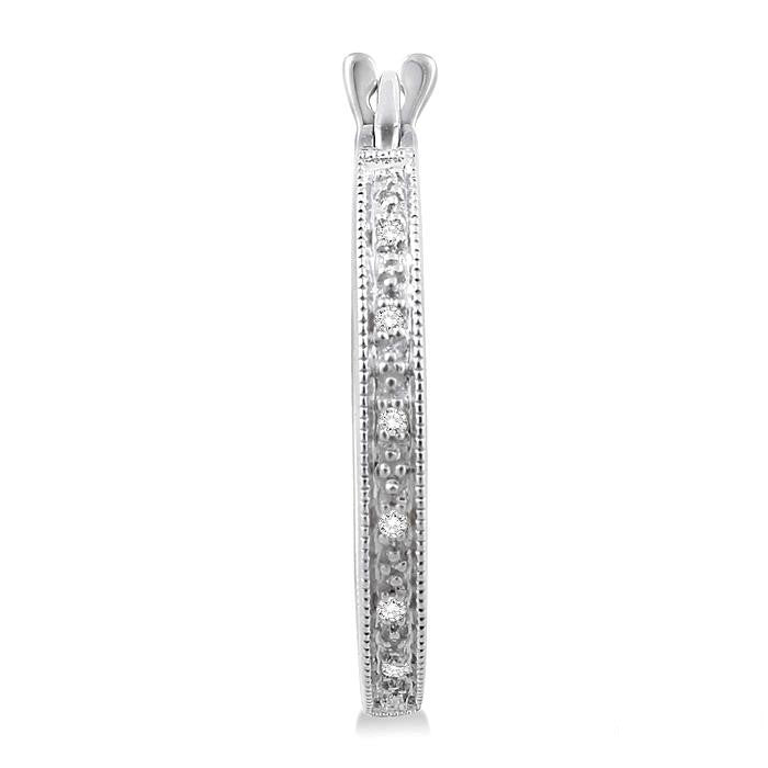 Silver Hoop Diamond Earrings