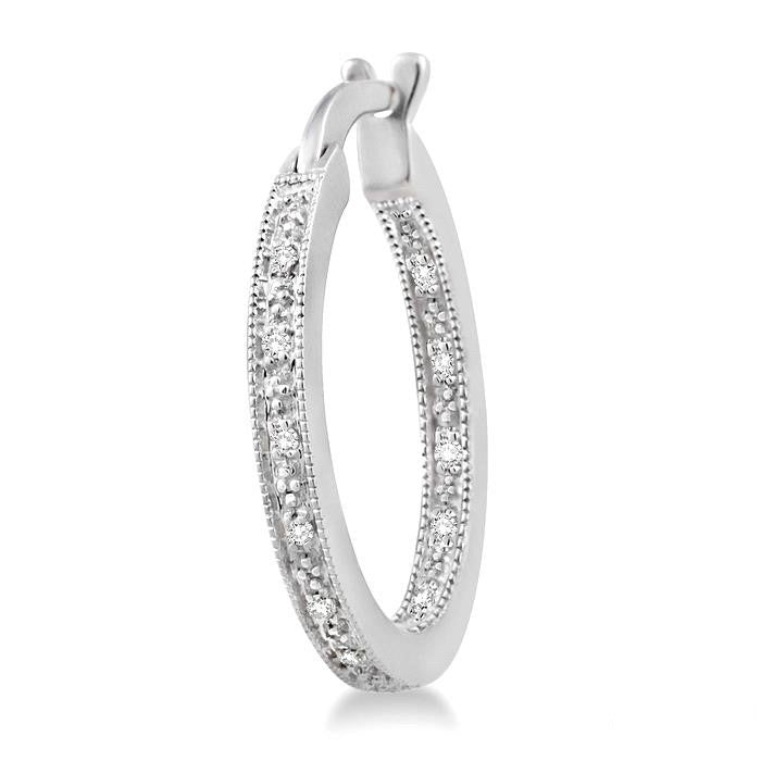 Silver Hoop Diamond Earrings
