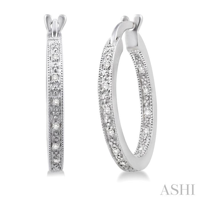 1/10 Ctw Round Cut Diamond Hoop Earrings in Sterling Silver