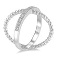 Silver Criss-Cross Diamond Fashion Ring