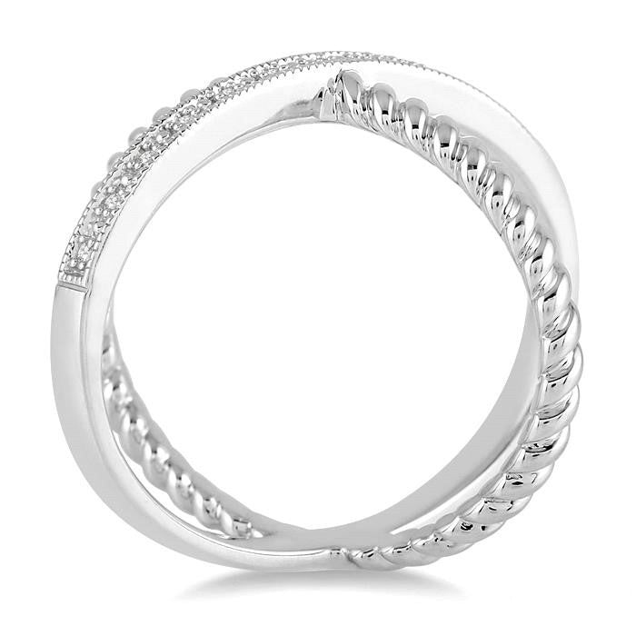 Silver Criss-Cross Diamond Fashion Ring
