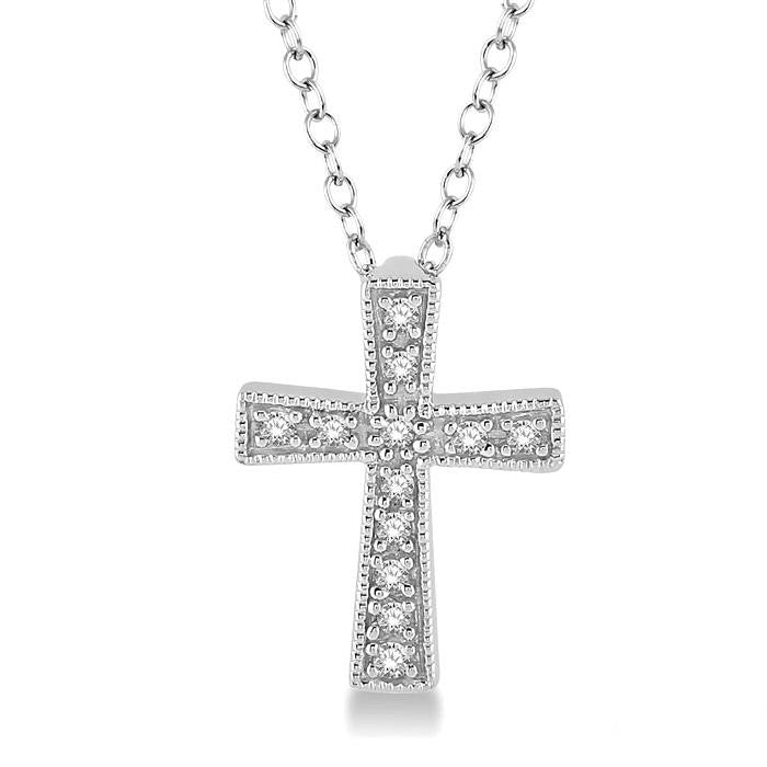 Silver Cross Diamond Fashion Pendant