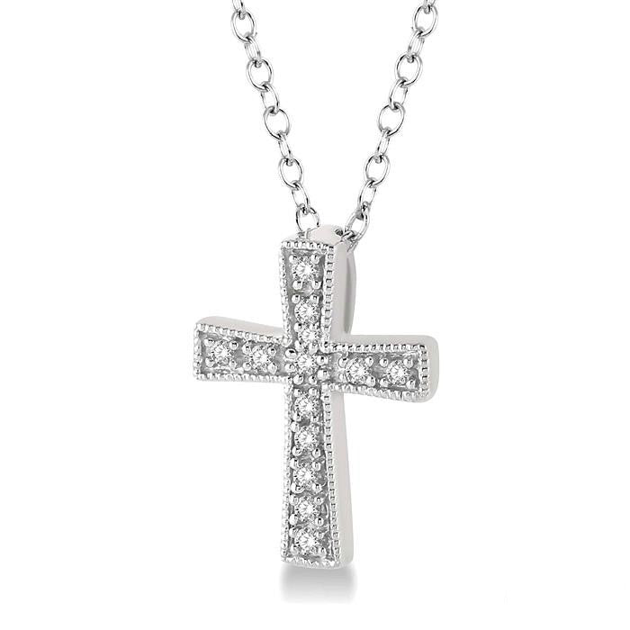 Silver Cross Diamond Fashion Pendant