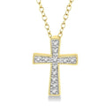 1/20 Ctw Cross Round Cut Diamond Fashion Pendant With Chain in Yellow Gold Vermeil