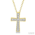 1/20 Ctw Cross Round Cut Diamond Fashion Pendant With Chain in Yellow Gold Vermeil