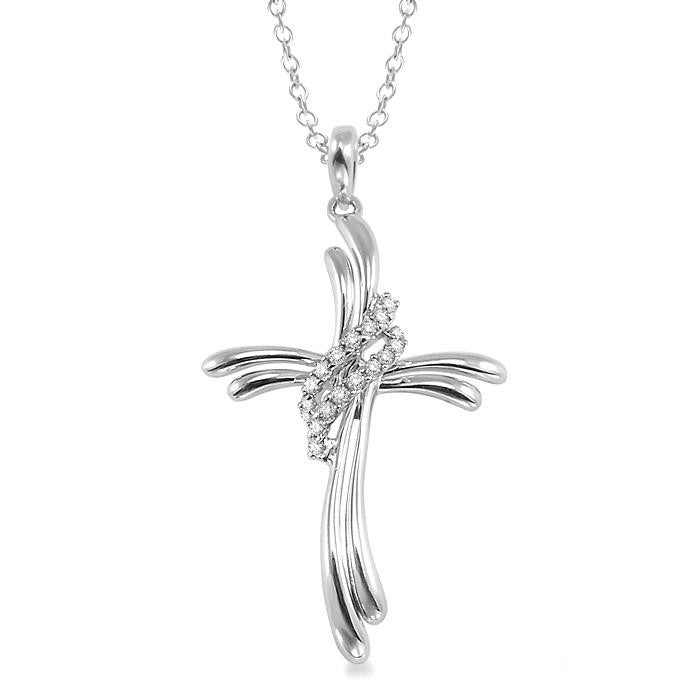 Finesse Violet Silver Cross Diamond Fashion Pendant