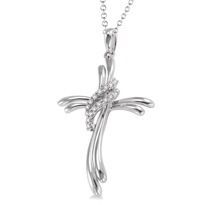 Finesse Violet Silver Cross Diamond Fashion Pendant