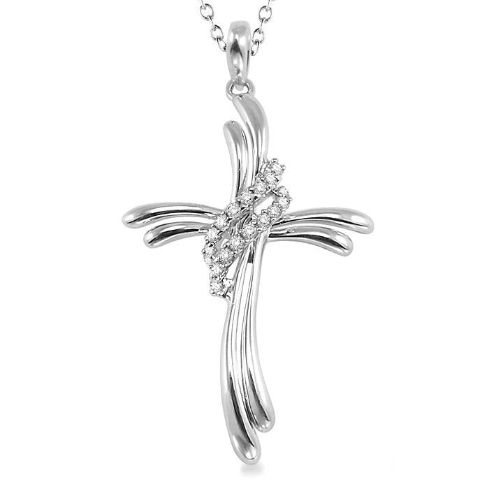 Finesse Violet Silver Cross Diamond Fashion Pendant